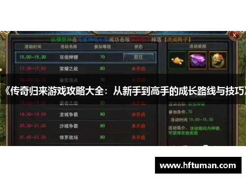《传奇归来游戏攻略大全：从新手到高手的成长路线与技巧》